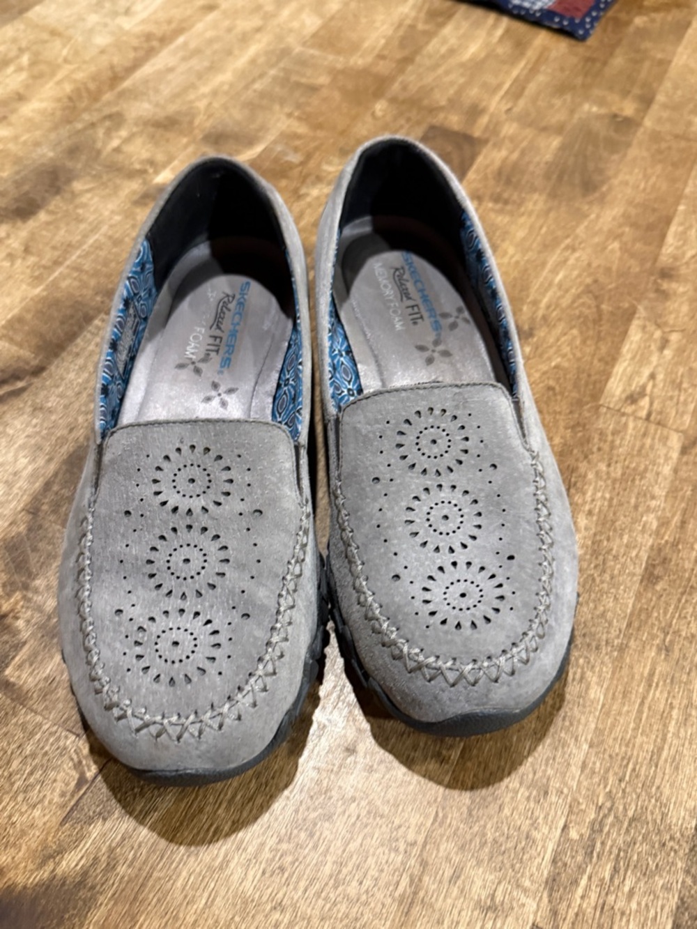 Skechers Womens Bikers-Expressway Relaxed Fit Gray Loafers